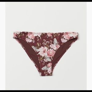 H&M Brown Floral Cheeky Bikini Bottoms 14 NWT